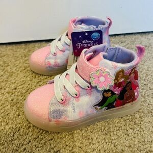Girls Disney Princess Pink High Top Light Up Shoes Size 7